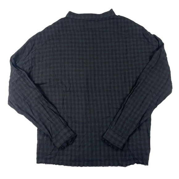 Ch. Chapter Mens Lightweight Black Checked Cotton Linen Mens Button Front Size M - Picture 3 of 6